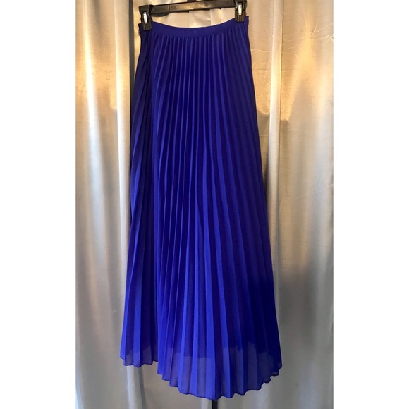royal blue pleated maxi skirt